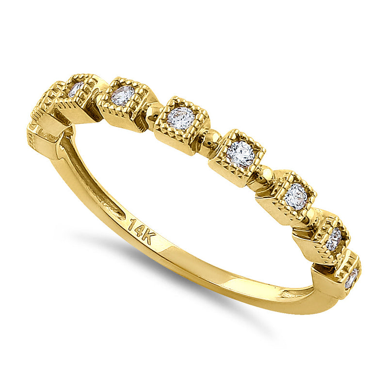 Solid 14K Yellow Gold Single Row Square Frame Round 1.89 ct. Diamond Ring