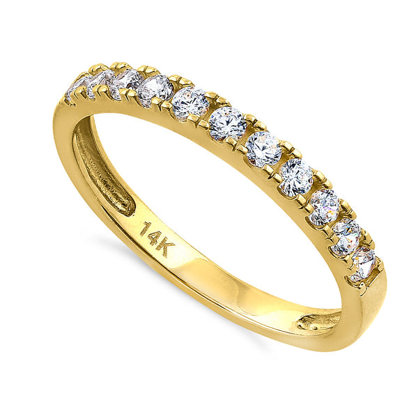 Solid 14K Yellow Gold Classic Single Row 0.45 ct. Diamond Ring