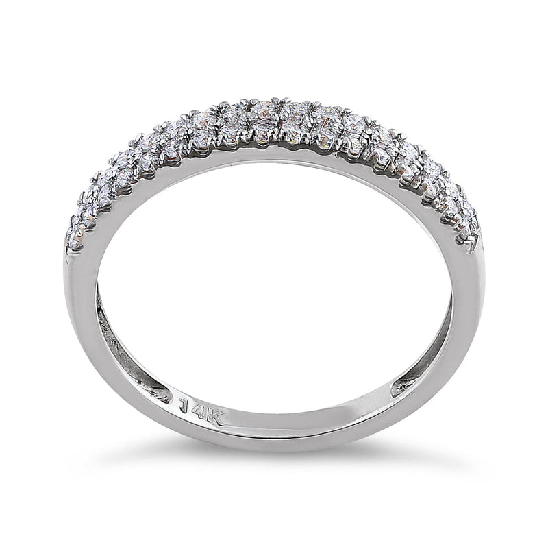 Solid 14K White Gold Double Row 0.42 ct. Diamond Ring