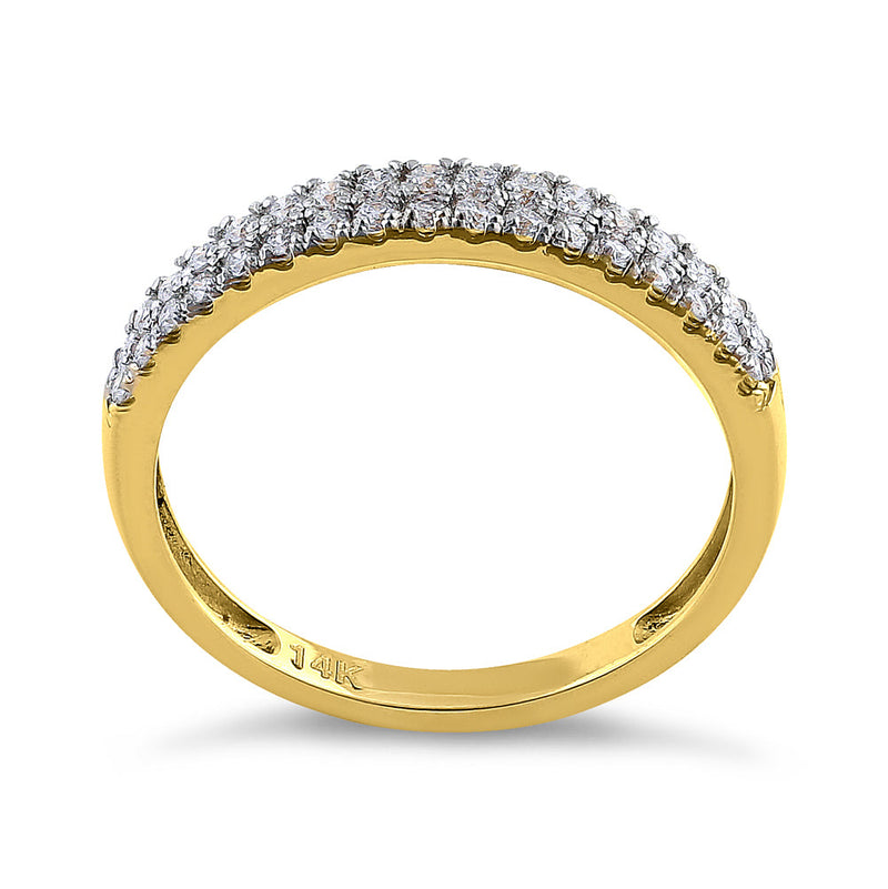 Solid 14K Yellow Gold Double Row 0.42 ct. Diamond Ring