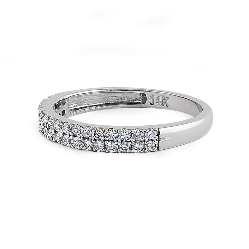 Solid 14K White Gold Double Row 0.42 ct. Diamond Ring