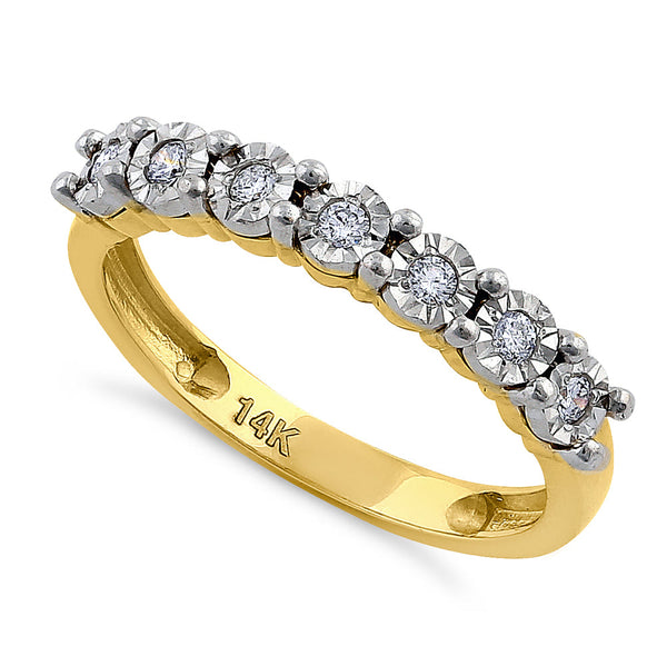 Solid 14K Yellow Gold Regal Round Diamond Ring