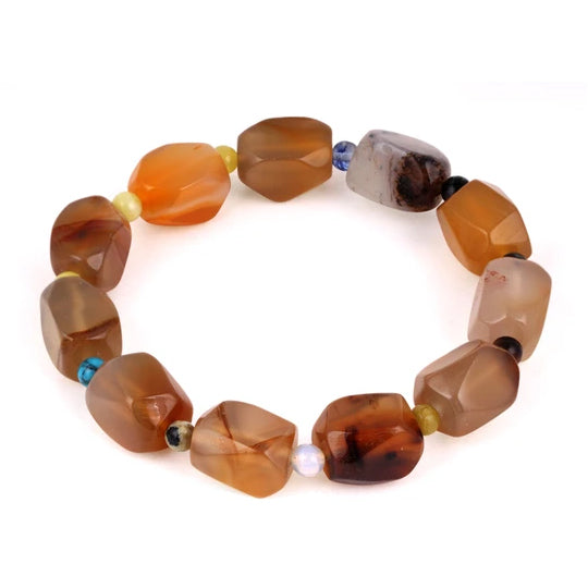 9x13mm 4mm Carnelian Agate Faceted Irregular Nugget Gem Stone Bracelet