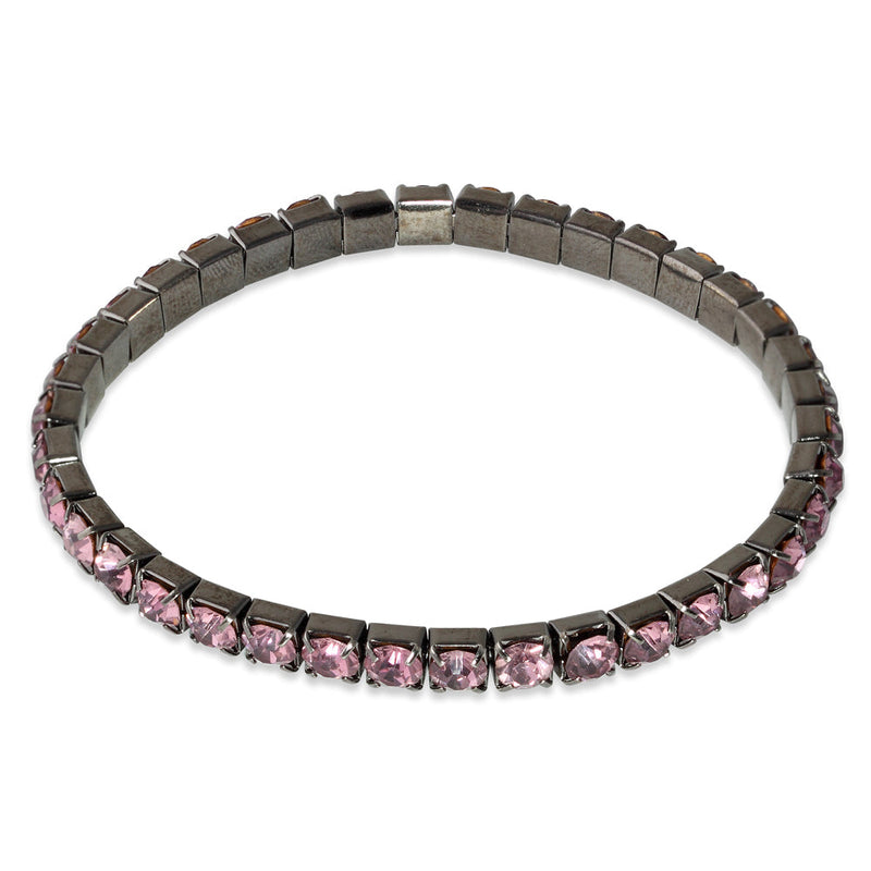 Soft Pink Glass Elastic Tennis Bracelet (Not Sterling Silver)