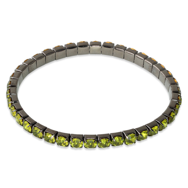 Peridot Glass Elastic Tennis Bracelet (Not Sterling Silver)