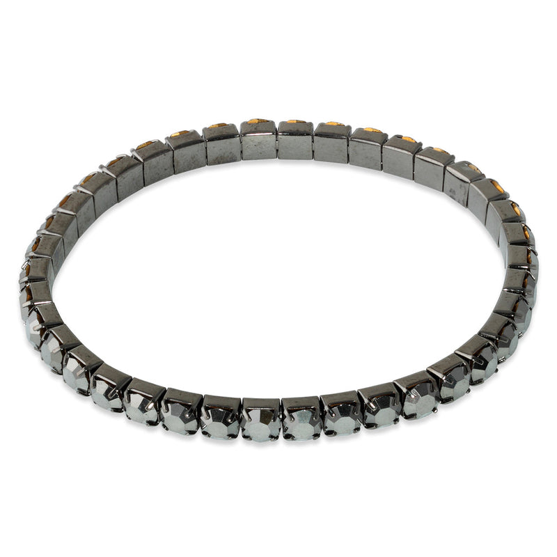 Hematite Glass Elastic Tennis Bracelet (Not Sterling Silver)