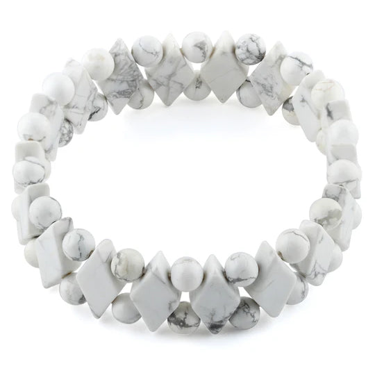 Princess Style White Howlite Gemstone Bracelet