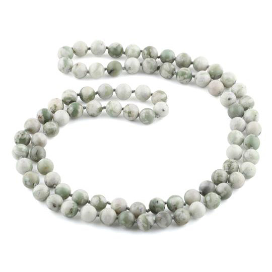 32" 8mm Peace Stone Round Gemstone Bead Necklace