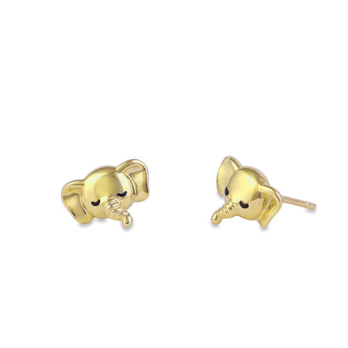 Solid 14K Gold Cute Elephant Head Earrings