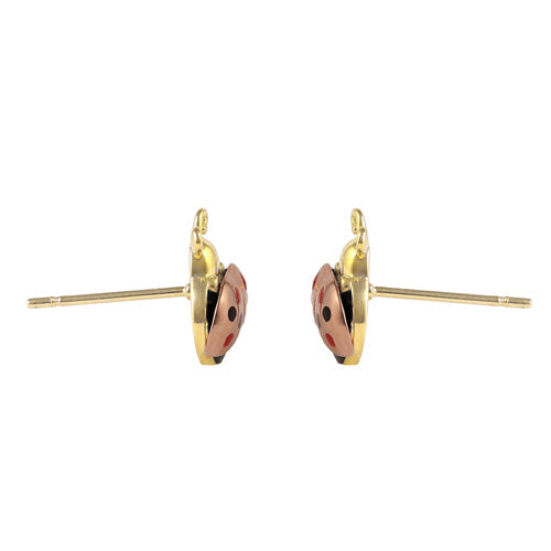 Solid 14K Gold Duo-tone Ladybug Earrings