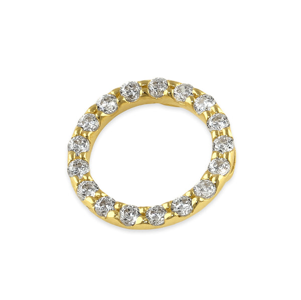 Solid 14K Gold 8mm CZ Halo Circle Pendant