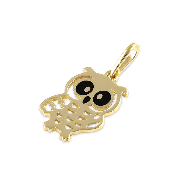 Solid 14K Gold Owl Pendant