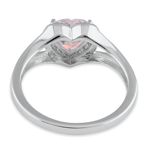 Sterling Silver Heart Shape Iridescent Rainbow CZ Ring