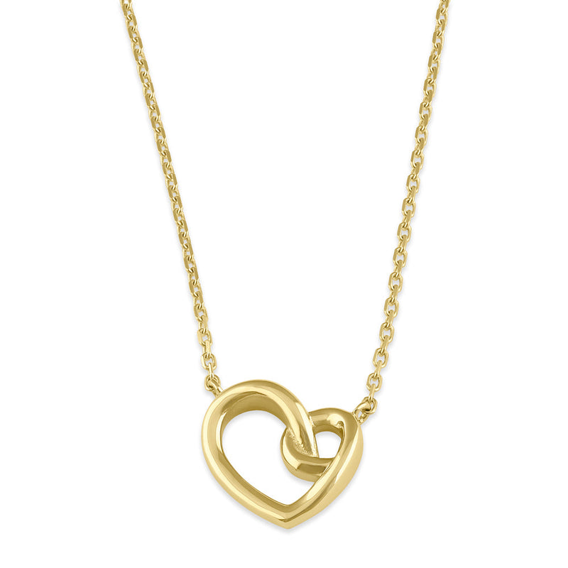 Solid 14K Gold Knotted Heart Necklace