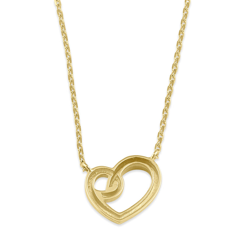 Solid 14K Gold Knotted Heart Necklace