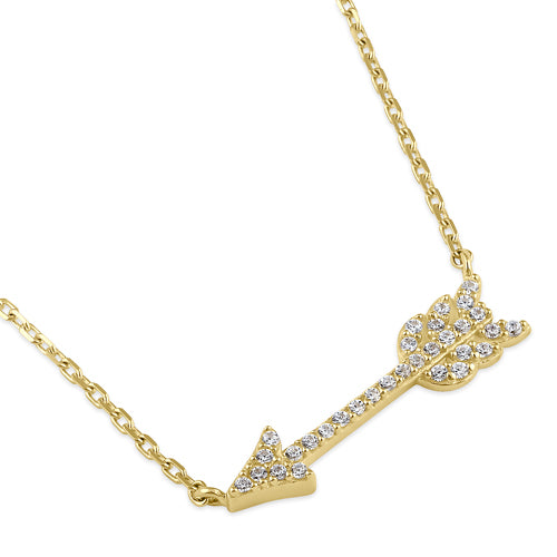 Solid 14K Gold Arrow CZ Necklace