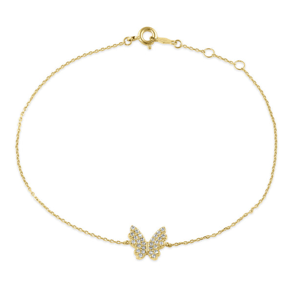 Solid 14K Gold Social Butterfly CZ Bracelet