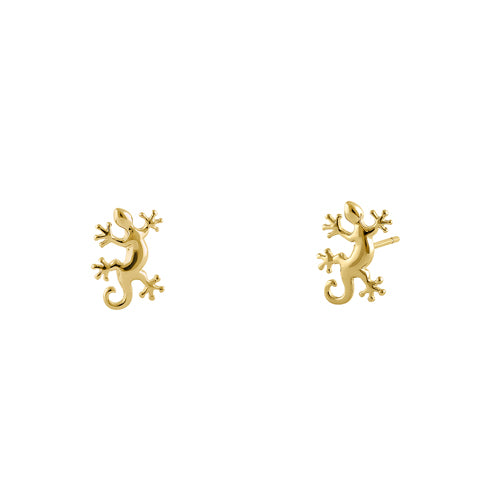 Solid 14K Yellow Gold Geeko Earrings