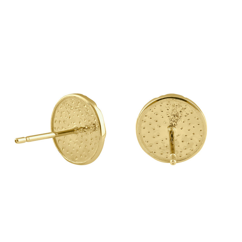 Solid 14K Gold 9mm Hammered Disc Stud Earrings