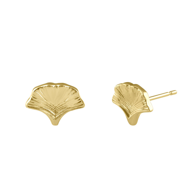 Solid 14K Gold Shell Earrings