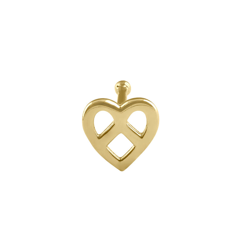 Solid 14K Gold Pretzel Heart Nose Stud