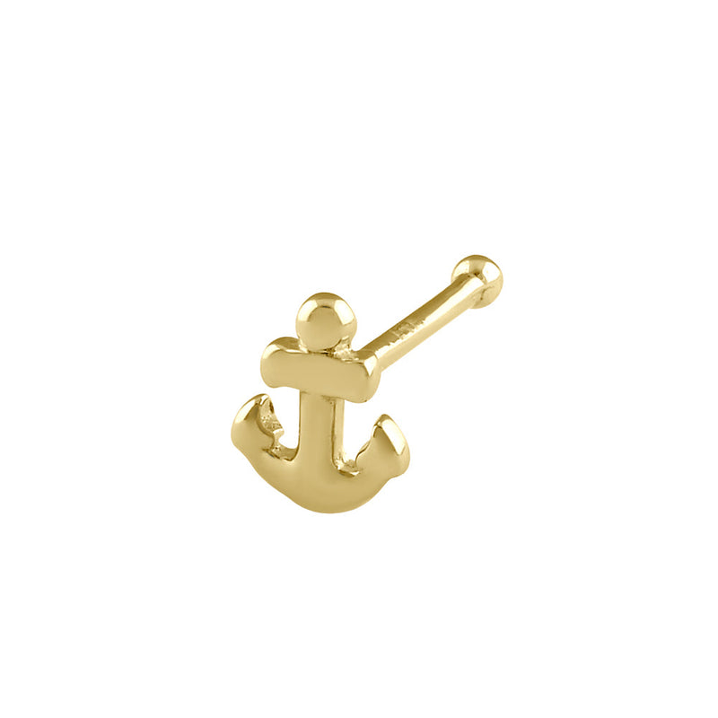 Solid 14K Gold Anchor Nose Stud