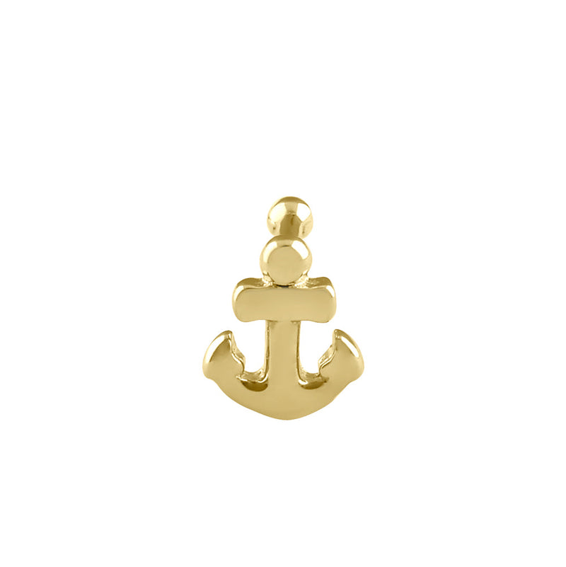 Solid 14K Gold Anchor Nose Stud