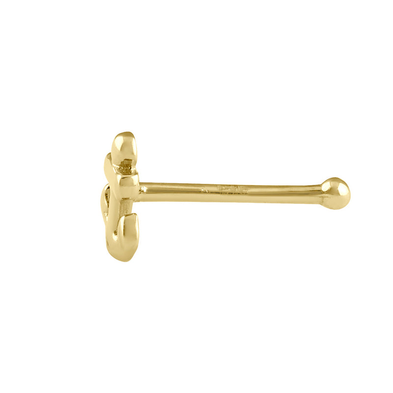 Solid 14K Gold Anchor Nose Stud