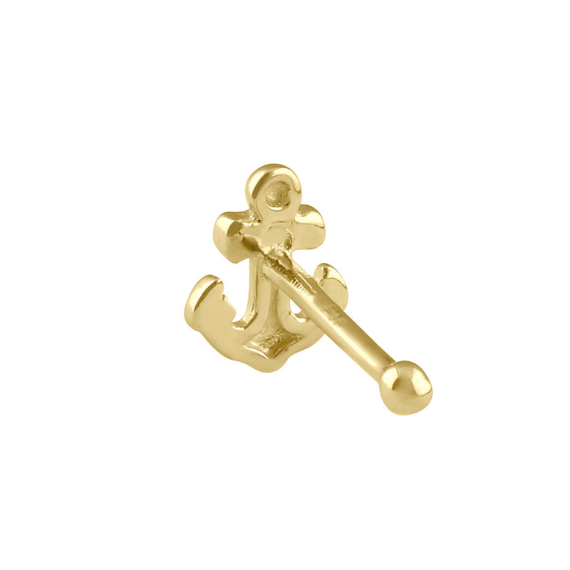 Solid 14K Gold Anchor Nose Stud