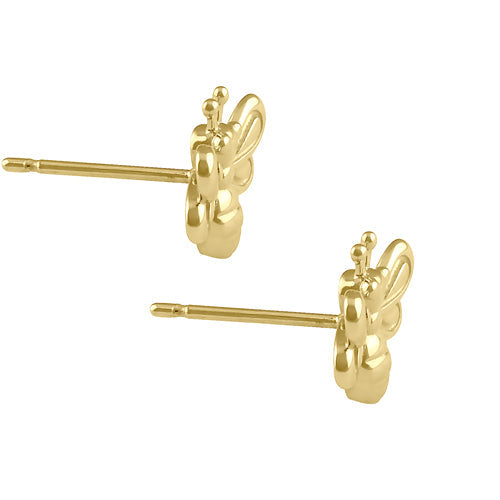 Solid 14K Gold Bee Earrings