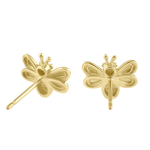 Solid 14K Gold Bee Earrings