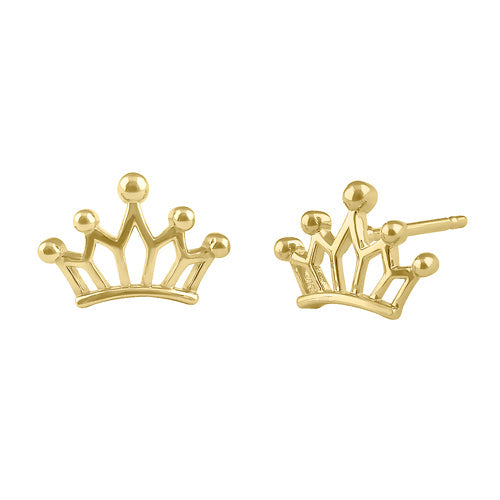 Solid 14K Gold Princess Crown Earrings