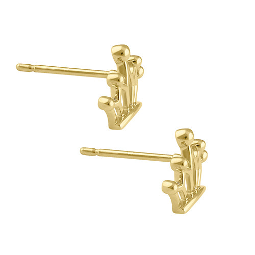 Solid 14K Gold Princess Crown Earrings