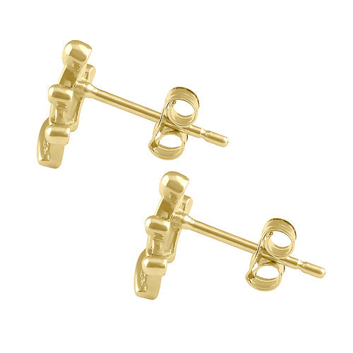 Solid 14K Gold Princess Crown Earrings