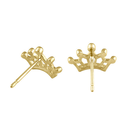 Solid 14K Gold Princess Crown Earrings