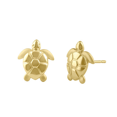 Solid 14K Gold Sea Turtle Earrings