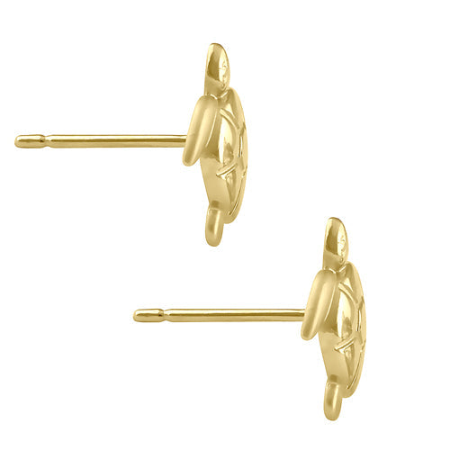 Solid 14K Gold Sea Turtle Earrings