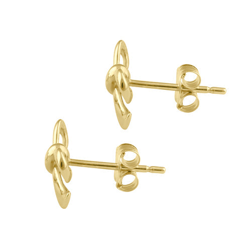 Solid 14K Gold Trendy Bow Earrings