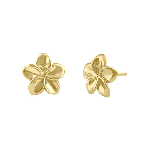 Solid 14K Gold Hawaiian Flower Earrings