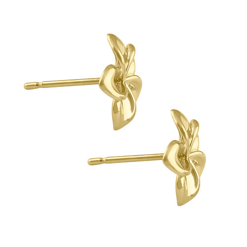 Solid 14K Gold Hawaiian Flower Earrings