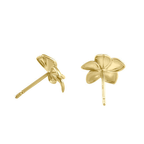 Solid 14K Gold Hawaiian Flower Earrings