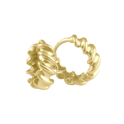 Solid 14K Gold Chunky Wavy Hoop Earrings