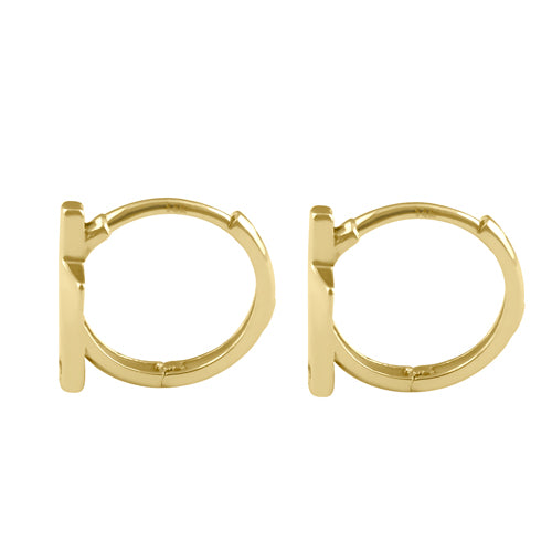 Solid 14K Gold Cross Hoop Earrings