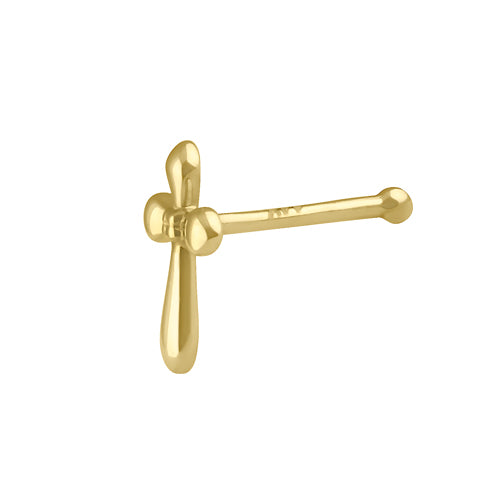 Solid 14K Gold Rounded Cross Nose Stud