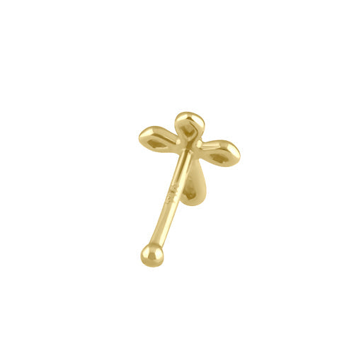 Solid 14K Gold Rounded Cross Nose Stud