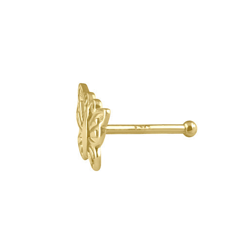 Solid 14K Gold Butterfly Nose Stud