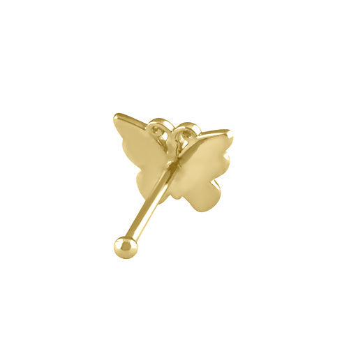 Solid 14K Gold Butterfly Nose Stud