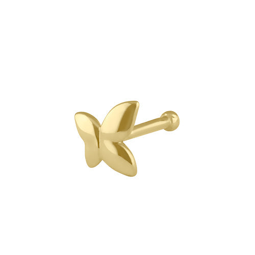 Solid 14K Gold Flying Butterfly Nose Stud