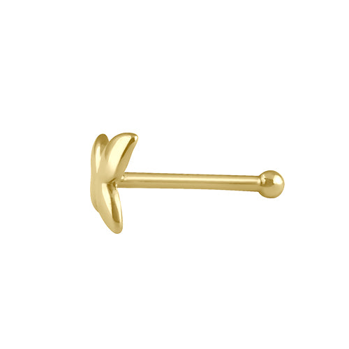 Solid 14K Gold Flying Butterfly Nose Stud