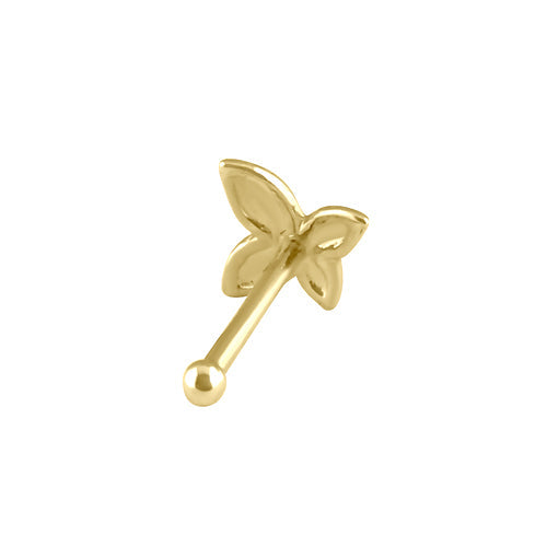 Solid 14K Gold Flying Butterfly Nose Stud